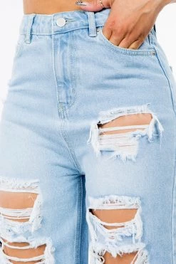 LOVE MODA NEW ARRIVALS High Waist Distressed Boyfriend Denim Shorts