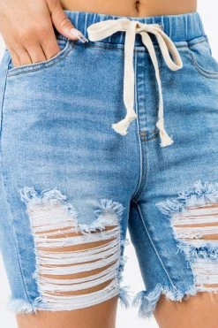 LOVE MODA High Waist Banded Waist Boyfriend Denim Shorts NEW ARRIVALS