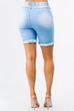 LOVE MODA High Waist Banded Waist Boyfriend Denim Shorts NEW ARRIVALS