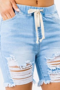 LOVE MODA High Waist Banded Waist Boyfriend Denim Shorts NEW ARRIVALS