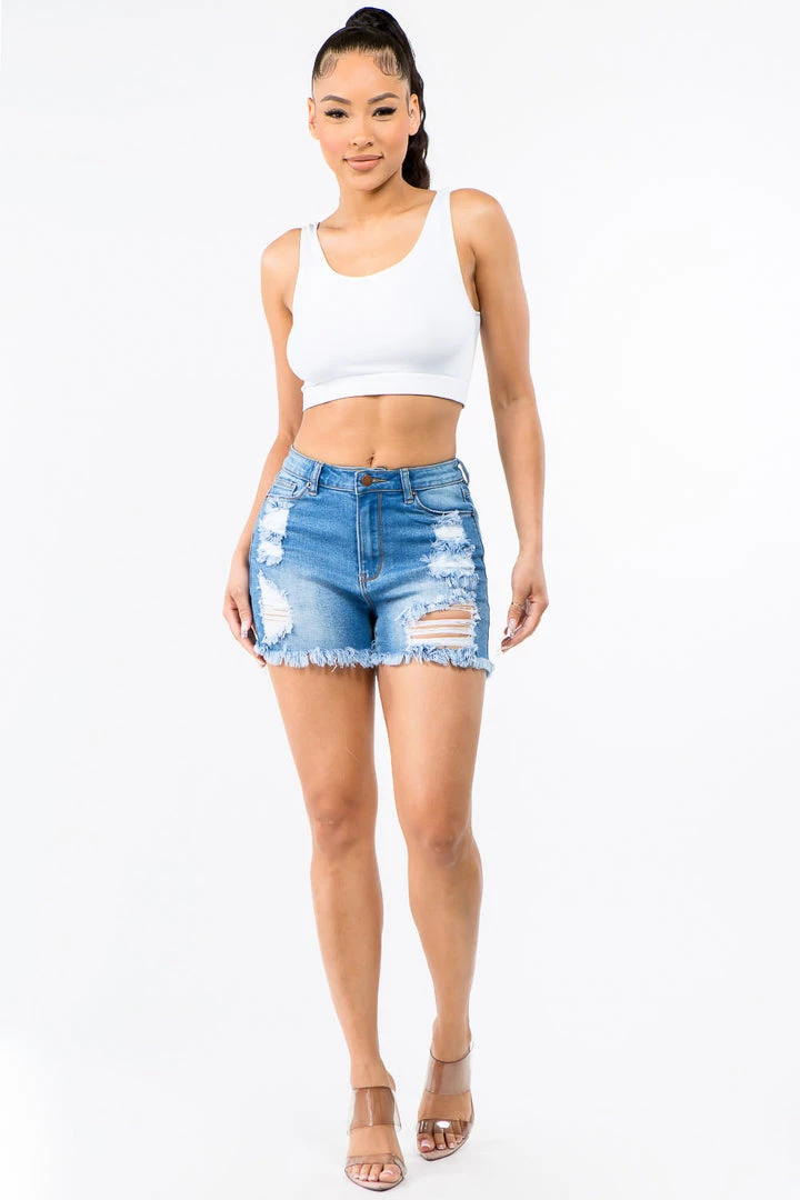 LOVE MODA High Waist Skinny Distressed Denim Shorts NEW ARRIVALS 3 LOVE MODA High Waist Skinny Distressed Denim Shorts NEW ARRIVALS