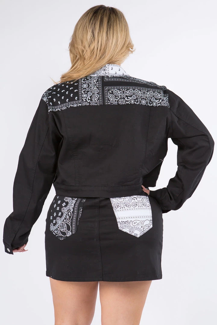 Love Moda Paisley Pattern Bandana Jacket Skirt Set - Plus Size 6 Love Moda Paisley Pattern Bandana Jacket Skirt Set - Plus Size