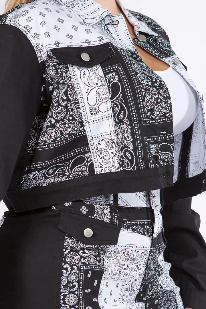 Love Moda Paisley Pattern Bandana Jacket Skirt Set - Plus Size 7 Love Moda Paisley Pattern Bandana Jacket Skirt Set - Plus Size