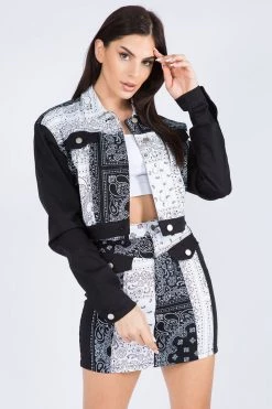 Love Moda NEW ARRIVALS Paisley Pattern Bandana Jacket Skirt Set