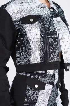 Love Moda NEW ARRIVALS Paisley Pattern Bandana Jacket Skirt Set