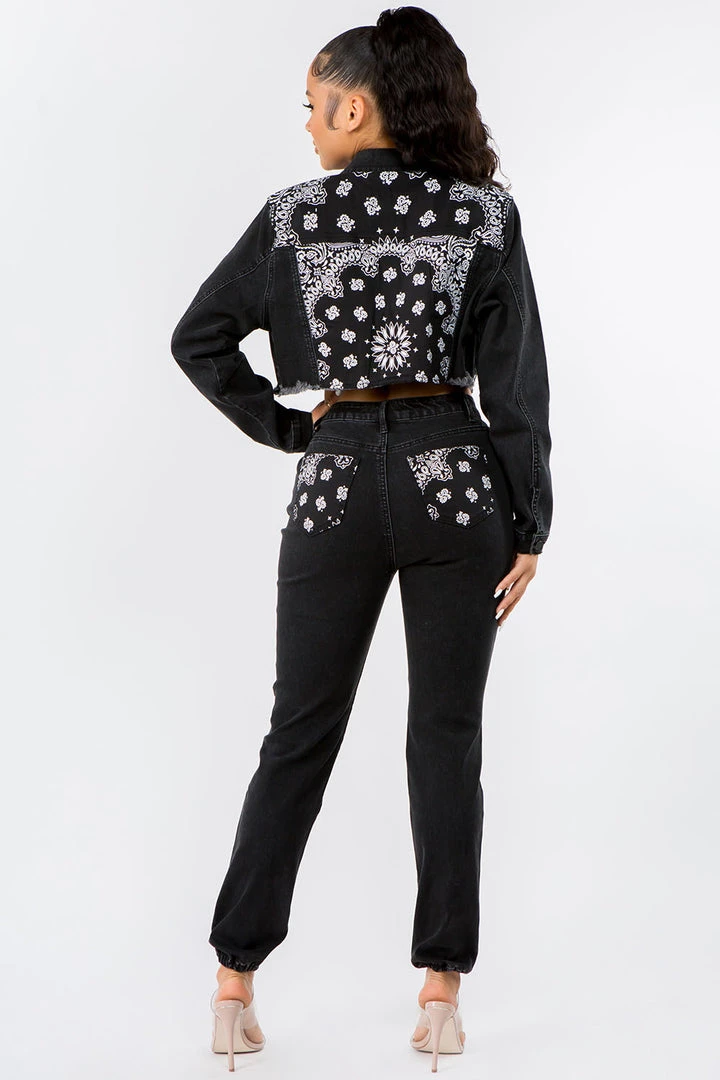 LOVE MODA Bandana Patchwork Jacket Jeans Set 11 LOVE MODA Bandana Patchwork Jacket Jeans Set