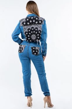 LOVE MODA Bandana Patchwork Jacket Jeans Set 15 LOVE MODA Bandana Patchwork Jacket Jeans Set