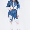 LOVE MODA NEW ARRIVALS Bleached Boyfriend Jeans & Jacket Set