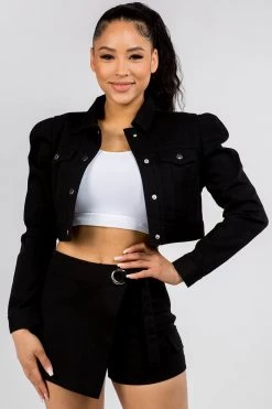 LOVE MODA SKIRTS Puff Sleeve Jacket & Wrap Skort Set