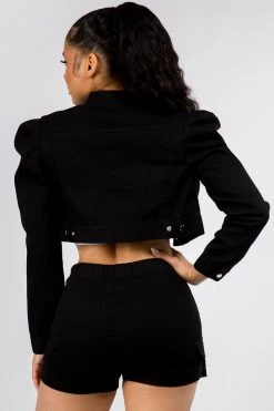 LOVE MODA SKIRTS Puff Sleeve Jacket & Wrap Skort Set