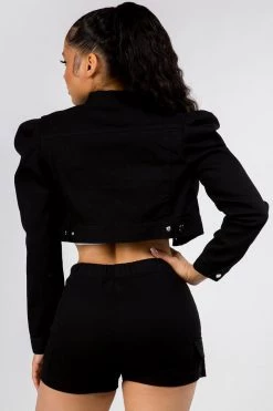 LOVE MODA SKIRTS Puff Sleeve Jacket & Wrap Skort Set