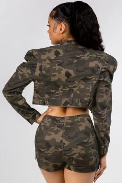 LOVE MODA SKIRTS Puff Sleeve Jacket & Wrap Skort Set