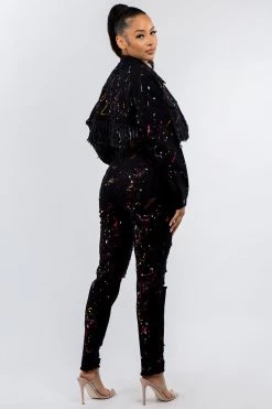 LOVE MODA NEW ARRIVALS Paint Splashed Jean & Jacket Denim Set 18 LOVE MODA NEW ARRIVALS Paint Splashed Jean & Jacket Denim Set