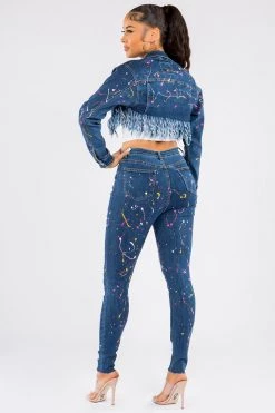 LOVE MODA NEW ARRIVALS Paint Splashed Jean & Jacket Denim Set 13 LOVE MODA NEW ARRIVALS Paint Splashed Jean & Jacket Denim Set