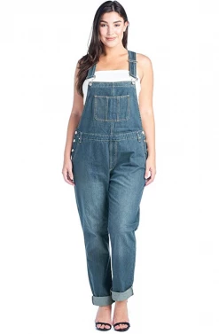 LOVE MODA Basic Denim Overalls - Plus Size