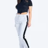 Love Moda Striped High Rise Joggers - Plus Size