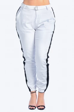 Love Moda Striped High Rise Joggers - Plus Size