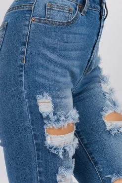 LOVE MODA High Rise Destroyed Straight Jeans