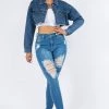 LOVE MODA High Rise Distressed Denim Skinny Jeans