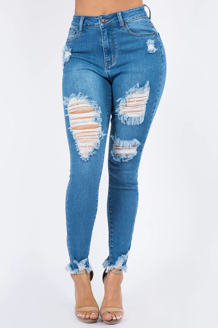 LOVE MODA High Rise Distressed Denim Skinny Jeans 5 LOVE MODA High Rise Distressed Denim Skinny Jeans