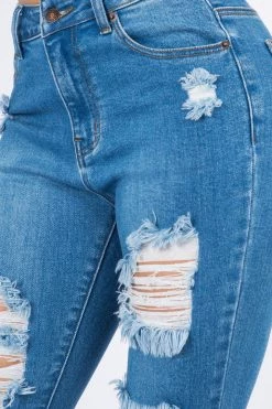 LOVE MODA High Rise Distressed Denim Skinny Jeans