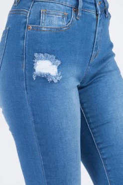 LOVE MODA Premium Modal Fabric High Rise Distressed Skinny Jeans