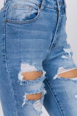 LOVE MODA Distressed Denim Skinny Jeans