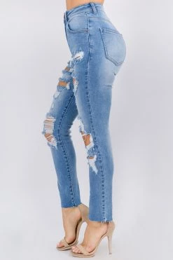 LOVE MODA Distressed Denim Skinny Jeans