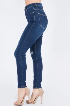 LOVE MODA High Rise Distressed Denim Skinny Jeans