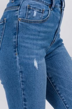 LOVE MODA High Rise Knee Distressed Straight Jeans