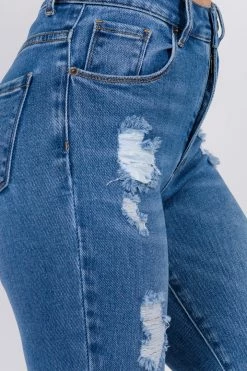 LOVE MODA High Rise Distressed Denim Skinny Jeans