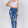 LOVE MODA High Rise Distressed Denim Skinny Jeans 1 LOVE MODA High Rise Distressed Denim Skinny Jeans