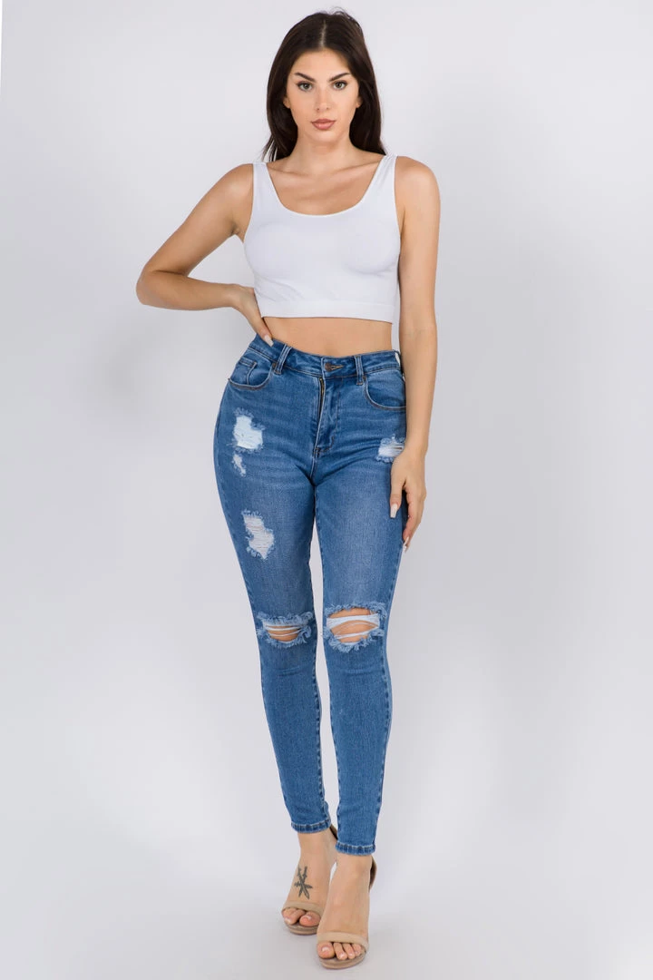 LOVE MODA High Rise Distressed Denim Skinny Jeans 3 LOVE MODA High Rise Distressed Denim Skinny Jeans
