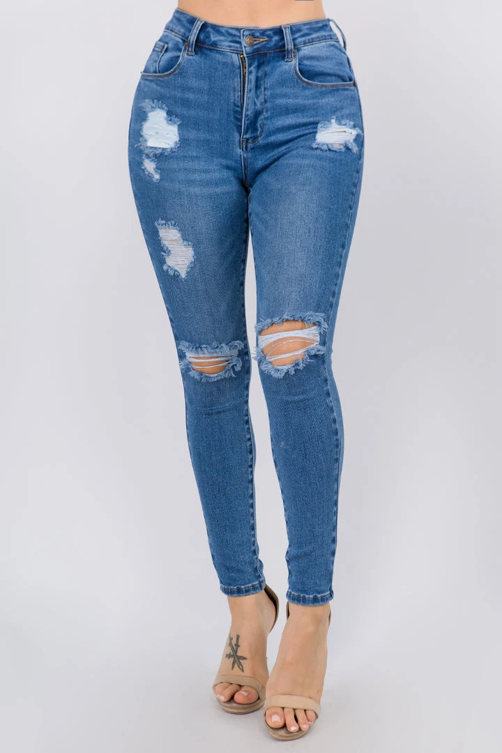 LOVE MODA High Rise Distressed Denim Skinny Jeans 5 LOVE MODA High Rise Distressed Denim Skinny Jeans