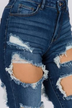 LOVE MODA High Rise Destroyed Straight Jeans