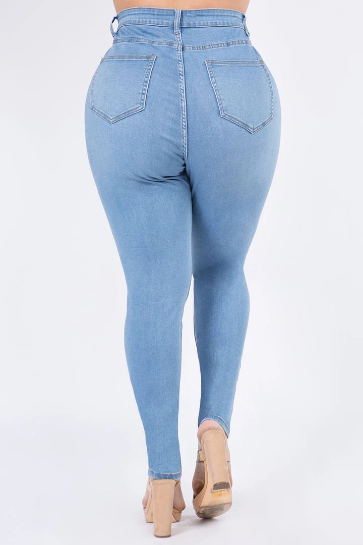 TwiinSisters Premium Modal Fabric High Rise Basic Denim Skinny Jeans - Plus Size 7 TwiinSisters Premium Modal Fabric High Rise Basic Denim Skinny Jeans - Plus Size