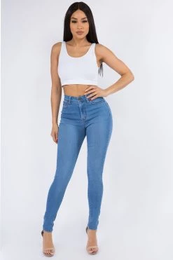 LOVE MODA Premium Modal Fabric High Rise Basic Denim Skinny Jeans