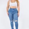 Love Moda Premium Modal Fabric High Rise Distressed Skinny Jeans - Plus Size 1 Love Moda Premium Modal Fabric High Rise Distressed Skinny Jeans - Plus Size
