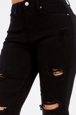 LOVE MODA NEW ARRIVALS High Rise Distressed Rolled Boyfriend Jeans