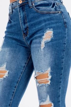 LOVE MODA NEW ARRIVALS High Rise Distressed Rolled Boyfriend Jeans