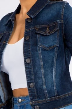 LOVE MODA Women's Classic Cropped Denim Jacket BEST SELLERS