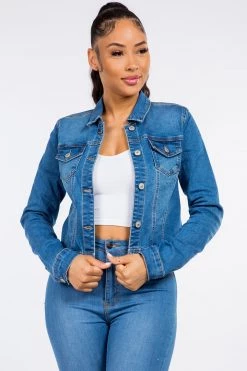 LOVE MODA Women's Classic Cropped Denim Jacket BEST SELLERS