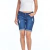 LOVE MODA Destroyed Denim Bermuda Shorts