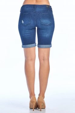 LOVE MODA Destroyed Denim Bermuda Shorts