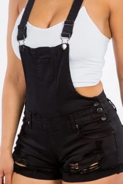 LOVE MODA OVERALLS Distressed Overall Shorts