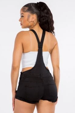 LOVE MODA OVERALLS Distressed Overall Shorts