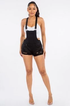 LOVE MODA OVERALLS Distressed Overall Shorts