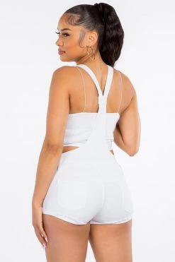 LOVE MODA OVERALLS Distressed Overall Shorts