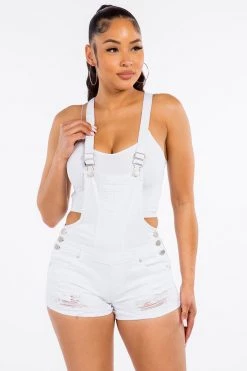 LOVE MODA OVERALLS Distressed Overall Shorts