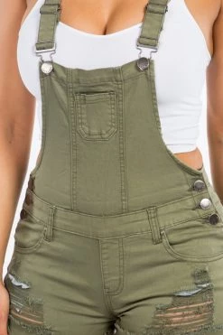 LOVE MODA OVERALLS Distressed Overall Shorts